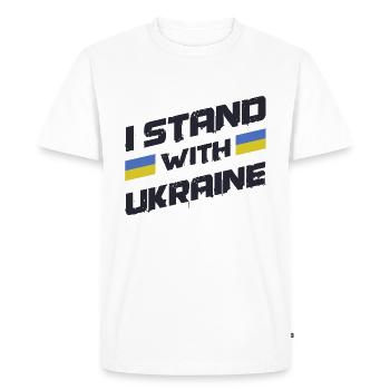 I stand with Ukraine Support Peace - Men's Premium Organic T-Shirt - white - Front - Nico (187cm)