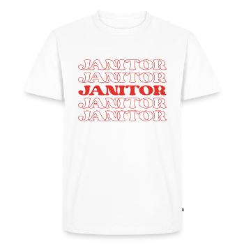 Concierge Gardien Nettoyeur Agent d’entretien - T-shirt Premium bio Homme - blanc - Devant - Nico (187cm)