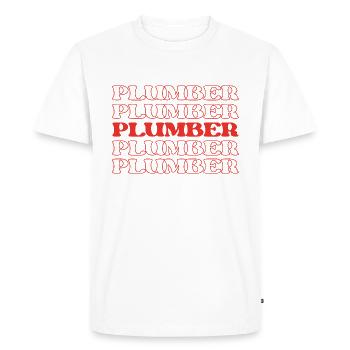 Plombier Tuyauteur Tuyauteur Tuyauteur - T-shirt Premium bio Homme - blanc - Devant - Nico (187cm)