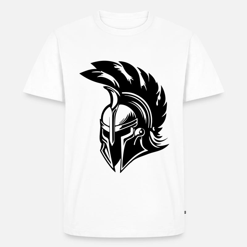 Spartaner Helm Gladiator Symbol - Männer Premium Bio T-Shirt - Weiß