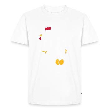 Est-ce la poule qui fit les z'œufs ? - T-shirt Premium bio Homme - blanc - Devant - Nico (187cm)