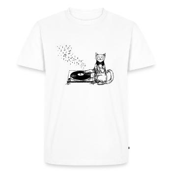 cat - music lover - T-shirt Premium bio Homme - blanc - Devant - Nico (187cm)