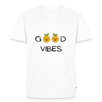 Good Vibes! gift idea to offer - Men's Premium Organic T-Shirt - white - Front - Nico (187cm)