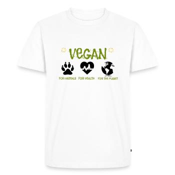 Végétalien pour les animaux, la santé et l'environnement. - T-shirt Premium bio Homme - blanc - Devant - Nico (187cm)