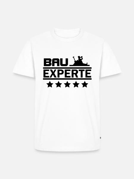 bau experte - Männer Premium Bio T-Shirt - Weiß