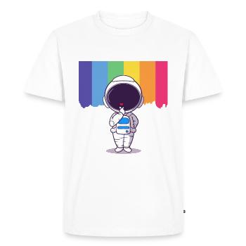 Astronaute Rainbow Heart - T-shirt Premium bio Homme - blanc - Devant - Nico (187cm)