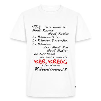 La Réunion Fier D'Être Réunionnais T-Shirt Homme - T-shirt Premium bio Homme - blanc - Devant - Nico (187cm)