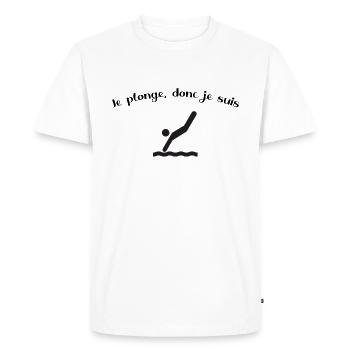 Je plonge donc je suis - T-shirt Premium bio Homme - blanc - Devant - Nico (187cm)