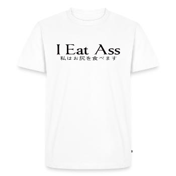 I Eat Ace Japanese - Men's Premium Organic T-Shirt - white - Front - Nico (187cm)