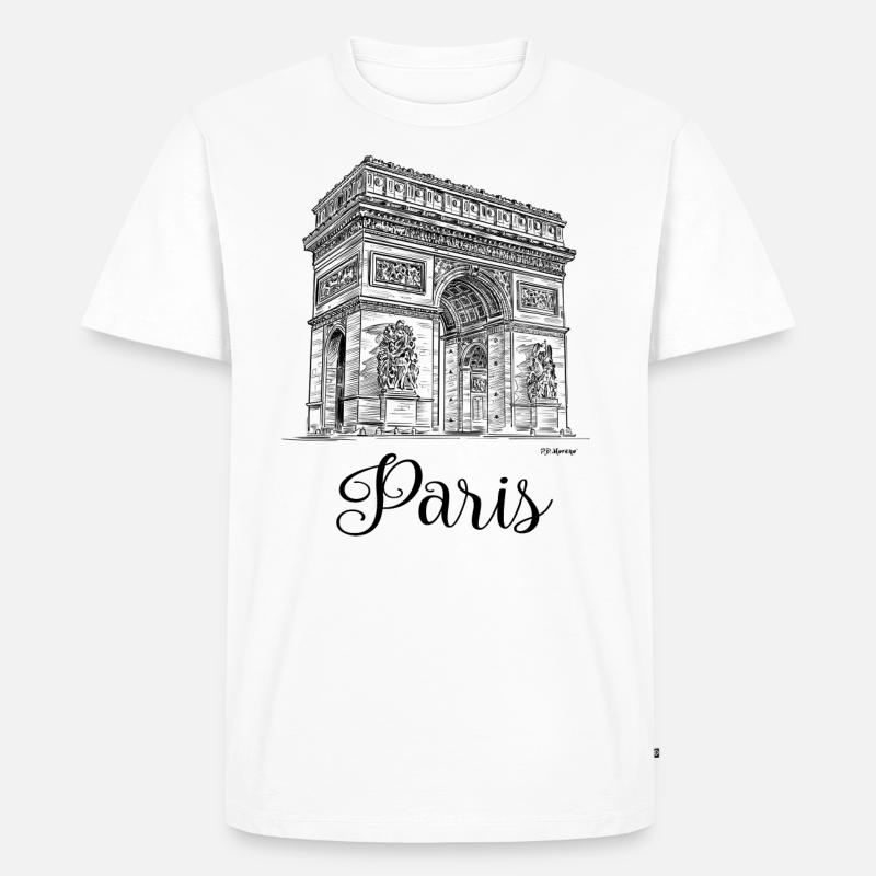 P.D. Moreno Triumphbogen Paris - Männer Premium Bio T-Shirt - Weiß