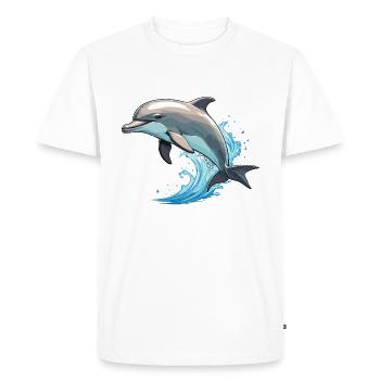 Dolphin - Cute Ocean Pet Design - Men's Premium Organic T-Shirt - white - Front - Nico (187cm)