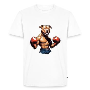 Pitbull à l'entrainement de boxe - T-shirt Premium bio Homme - blanc - Devant - Nico (187cm)
