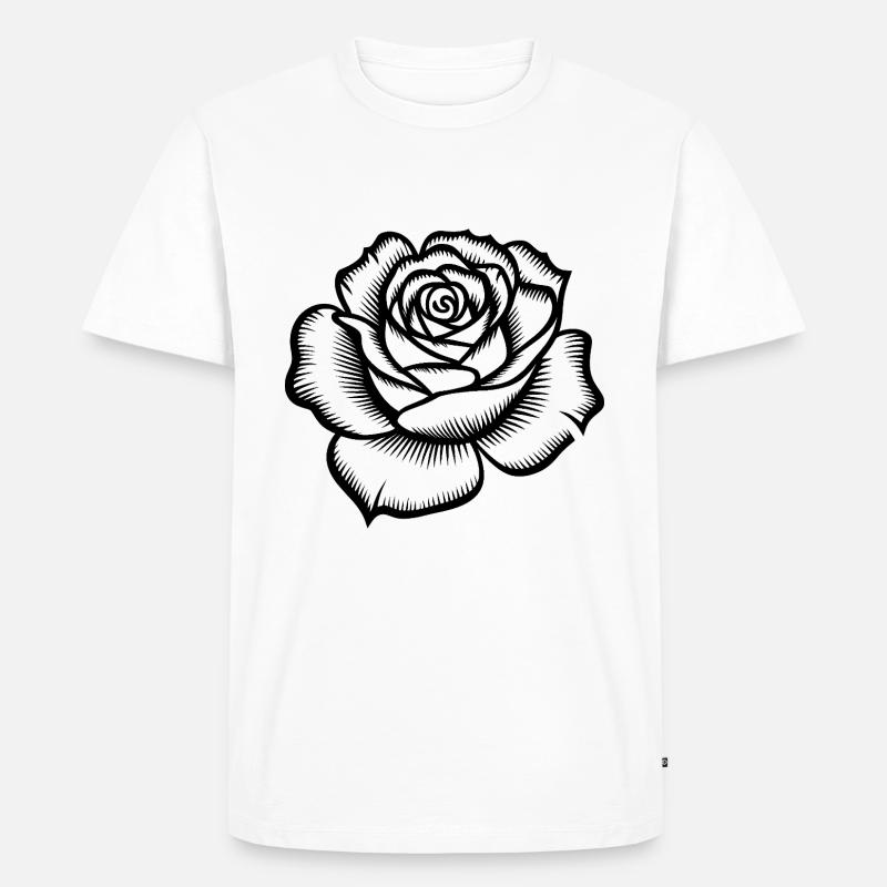 Rose - Cooles botanisches Logo - Männer Premium Bio T-Shirt - Weiß