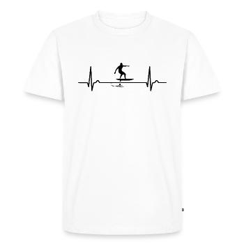 Foil Surfer - Surfeur - Courbe du Cœur - Pouls - ECG - T-shirt Premium bio Homme - blanc - Devant - Nico (187cm)