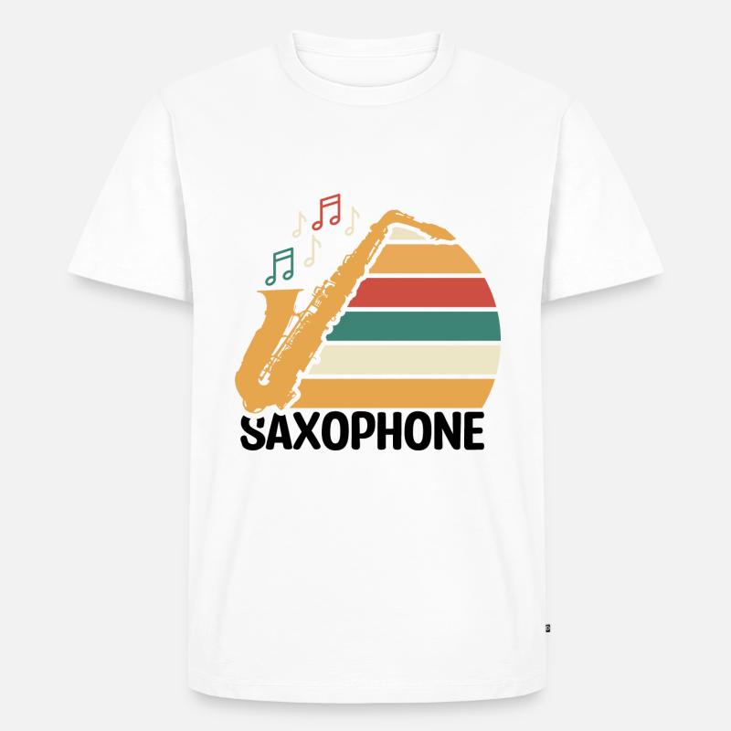 Saxophone Jazz - Männer Premium Bio T-Shirt - Weiß