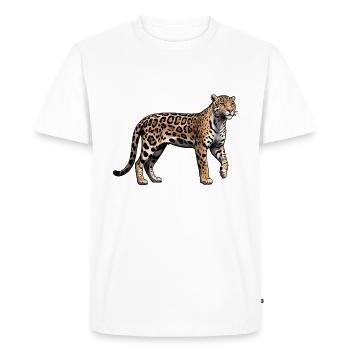 Leopard - Animal Sticker - Men's Premium Organic T-Shirt - white - Front - Nico (187cm)