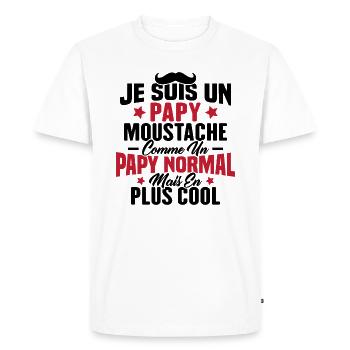 Un papy moustache comme un papy normal - T-shirt Premium bio Homme - blanc - Devant - Nico (187cm)