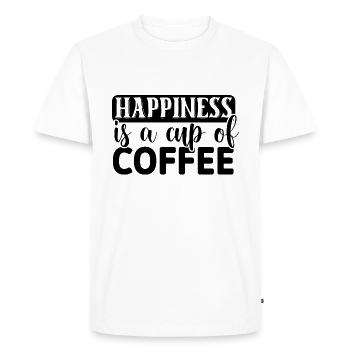 Le bonheur est une tasse de café - T-shirt Premium bio Homme - blanc - Devant - Nico (187cm)