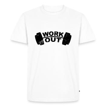 Dumbbell Workout - Men's Premium Organic T-Shirt - white - Front - Nico (187cm)