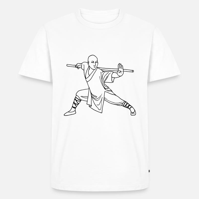 Kung Fu Shaolin Moine - T-shirt Premium bio Homme - blanc