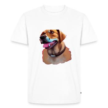 cheerful puppy Happy dog adorable dog - Men's Premium Organic T-Shirt - white - Front - Nico (187cm)