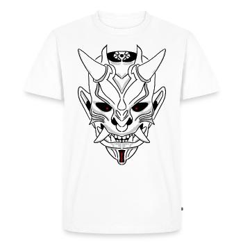 Japan Samurai Monster Skull - Men's Premium Organic T-Shirt - white - Front - Nico (187cm)