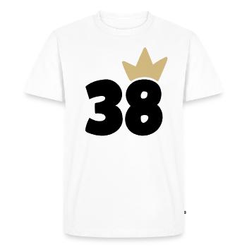 38 Numéro de couronne 38 - T-shirt Premium bio Homme - blanc - Devant - Nico (187cm)