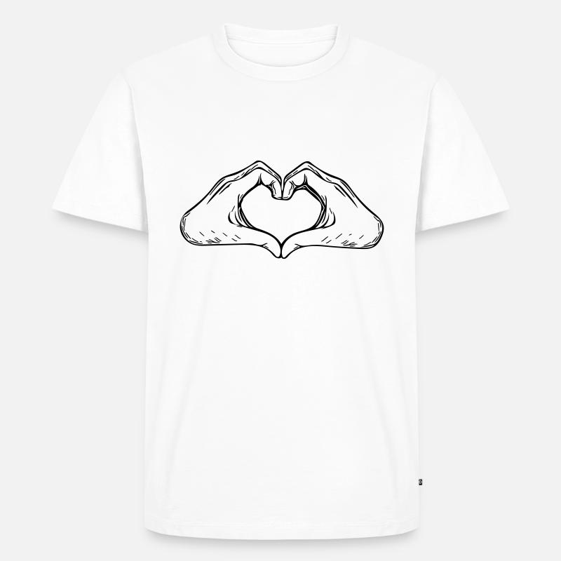 Hand und Herz Vector - Männer Premium Bio T-Shirt - Weiß