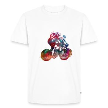Cyclisme Vélo Sport Art #cycling #sport - T-shirt Premium bio Homme - blanc - Devant - Nico (187cm)