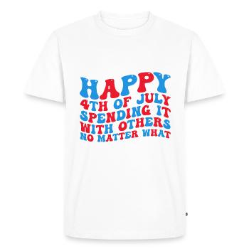 Joyeux 4 juillet à le passer avec d’autres, - T-shirt Premium bio Homme - blanc - Devant - Nico (187cm)