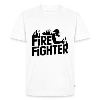 Fire fighter - Cool Hero Logo - Men's Premium Organic T-Shirt - white - Front - Nico (187cm)