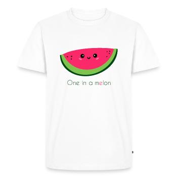 one in a melon - funny fruit quote - Men's Premium Organic T-Shirt - white - Front - Nico (187cm)