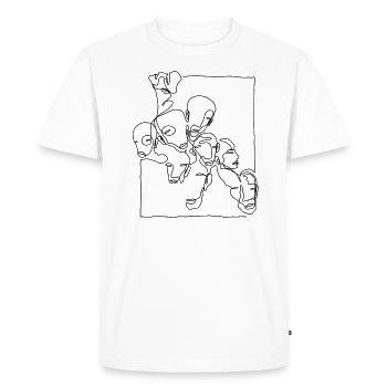 "Faces005" Oneline Premium Design Black - Men's Premium Organic T-Shirt - white - Front - Nico (187cm)