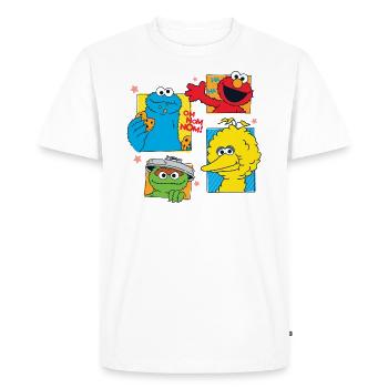 Sesamstraße Cookie, Bibo,Elmo, Oscar - Männer Premium Bio T-Shirt - Weiß - Vorne - Nico (187cm)