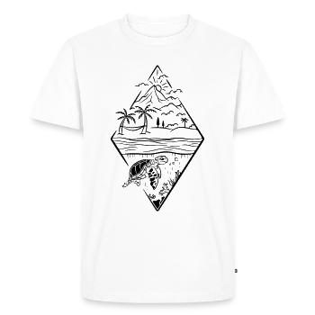 Tortue Mer Palmiers maritimes Corail Hamac - T-shirt Premium bio Homme - blanc - Devant - Nico (187cm)