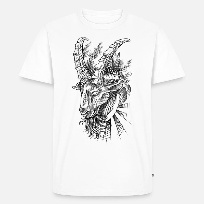 Steinbock Modern Style - Männer Premium Bio T-Shirt - Weiß
