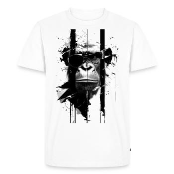 Arty Chimp - Men's Premium Organic T-Shirt - white - Front - Nico (187cm)