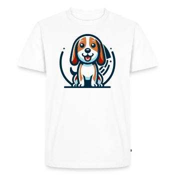 Chiot Beagle joyeux - T-shirt Premium bio Homme - blanc - Devant - Nico (187cm)