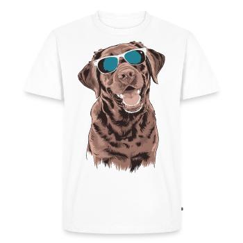 Brown Labrador with sunglasses - Men's Premium Organic T-Shirt - white - Front - Nico (187cm)
