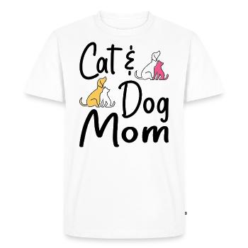 Pet Cat And Dog Mom Tees For Women, Cat Dog Mom - T-shirt Premium bio Homme - blanc - Devant - Nico (187cm)