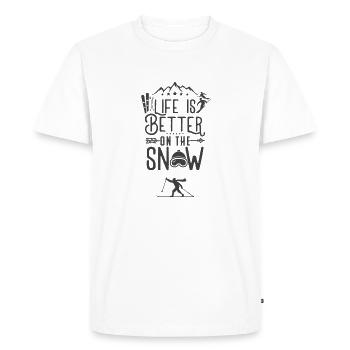 Life is better on snow Ski Skiing - Men's Premium Organic T-Shirt - white - Front - Nico (187cm)