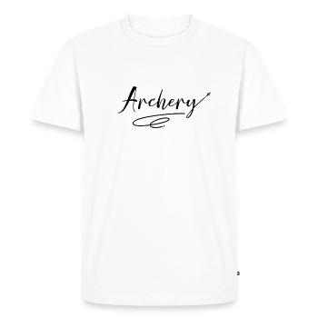 Tir à l’arc Tir à l’arc - T-shirt Premium bio Homme - blanc - Devant - Nico (187cm)
