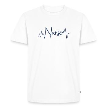 Infirmière Amme - T-shirt Premium bio Homme - blanc - Devant - Nico (187cm)