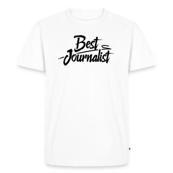 Journaliste Journalisme Reporter Presse Journal - T-shirt Premium bio Homme - blanc - Devant - Nico (187cm)