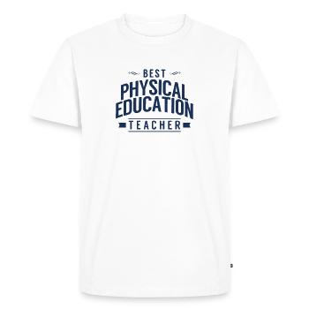Professeur d'éducation physique - T-shirt Premium bio Homme - blanc - Devant - Nico (187cm)