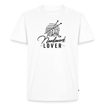 Fil à coudre à l'aiguille textile - T-shirt Premium bio Homme - blanc - Devant - Nico (187cm)