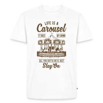 Carousel Life goes up and down - Men's Premium Organic T-Shirt - white - Front - Nico (187cm)