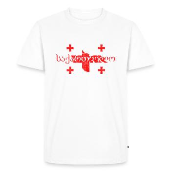 Forme et drapeau de la carte de géorgie - T-shirt Premium bio Homme - blanc - Devant - Nico (187cm)