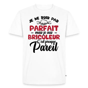 Je ne suis pas parfait mais je suis bricoleur - T-shirt Premium bio Homme - blanc - Devant - Nico (187cm)