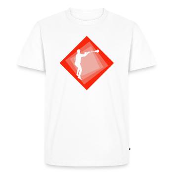 Champ de boîte d’intercrosse - T-shirt Premium bio Homme - blanc - Devant - Nico (187cm)